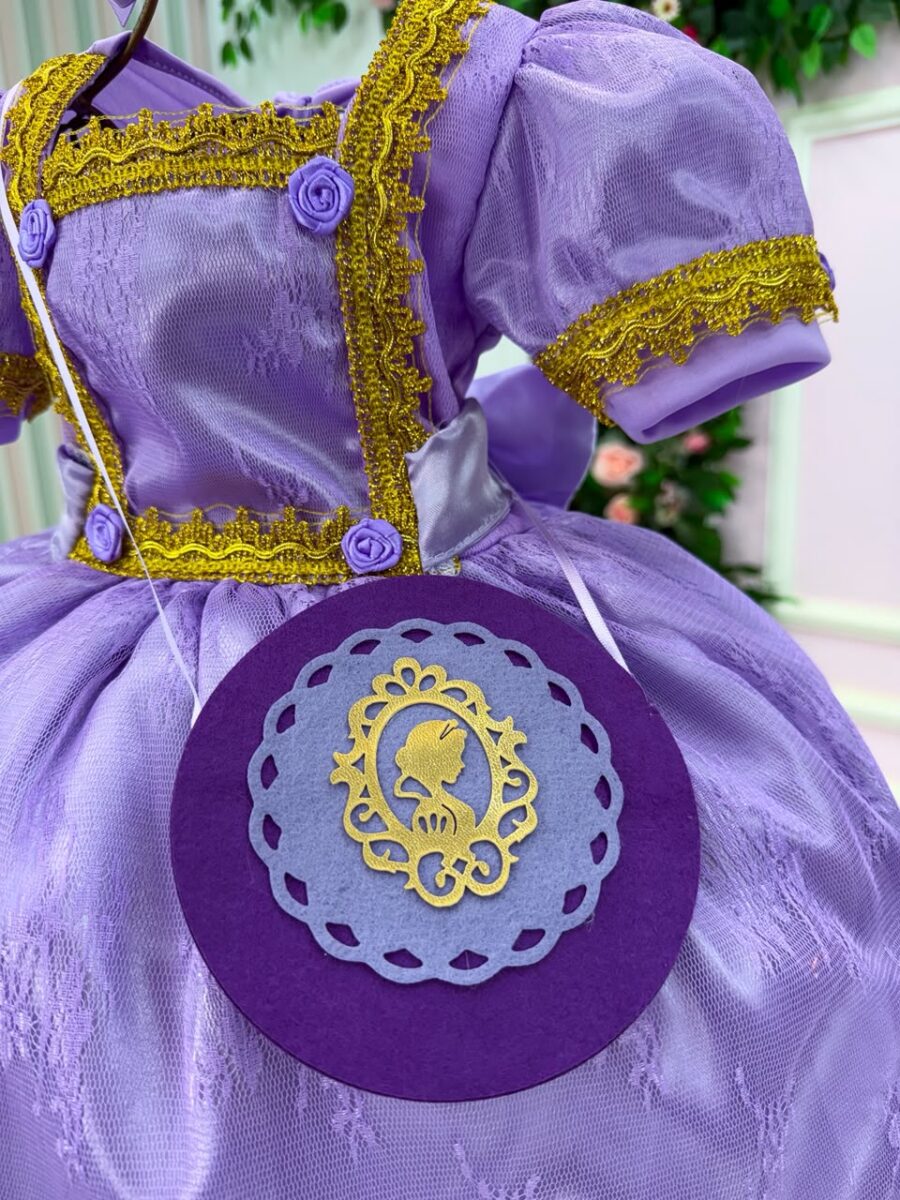 Vestido Infantil Belli Doce Realeza Lilás com Bolsa