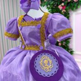 Vestido Infantil Belli Doce Realeza Lilás com Bolsa