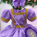 Vestido Infantil Belli Doce Realeza Lilás com Bolsa