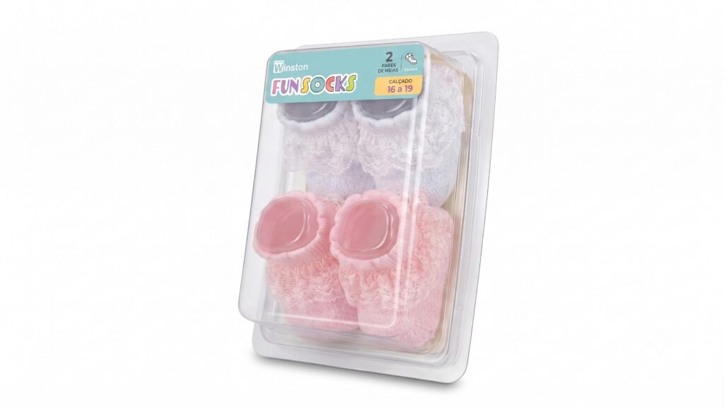 Kit 2 Pares Meias Bebê Winston com Renda Antiderrapante