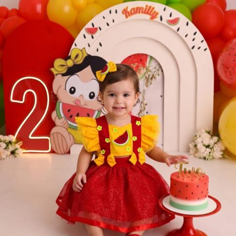 Romper Vestido Infantil Belli Melancia Vermelho