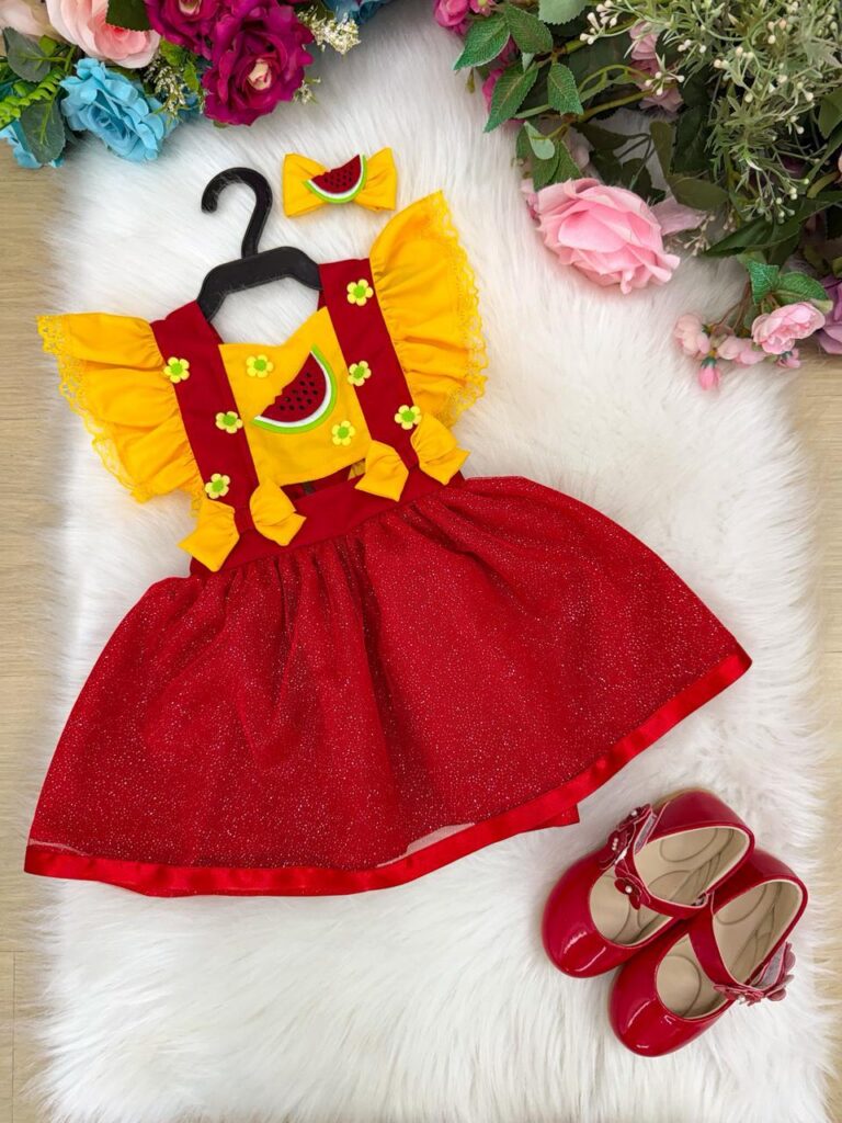 Romper Vestido Infantil Belli Melancia Vermelho