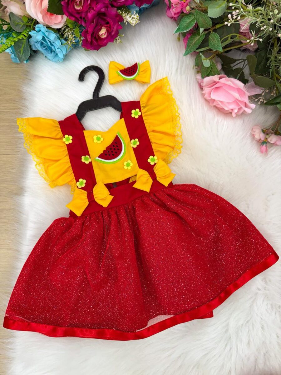 Romper Vestido Infantil Belli Melancia Vermelho