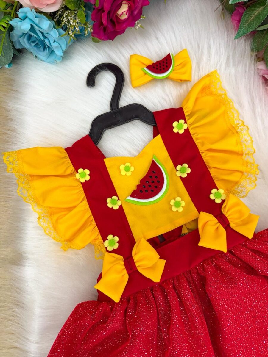 Romper Vestido Infantil Belli Melancia Vermelho