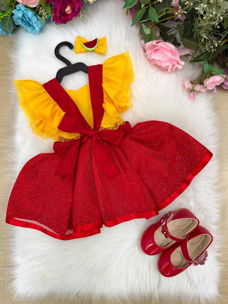 Romper Vestido Infantil Belli Melancia Vermelho