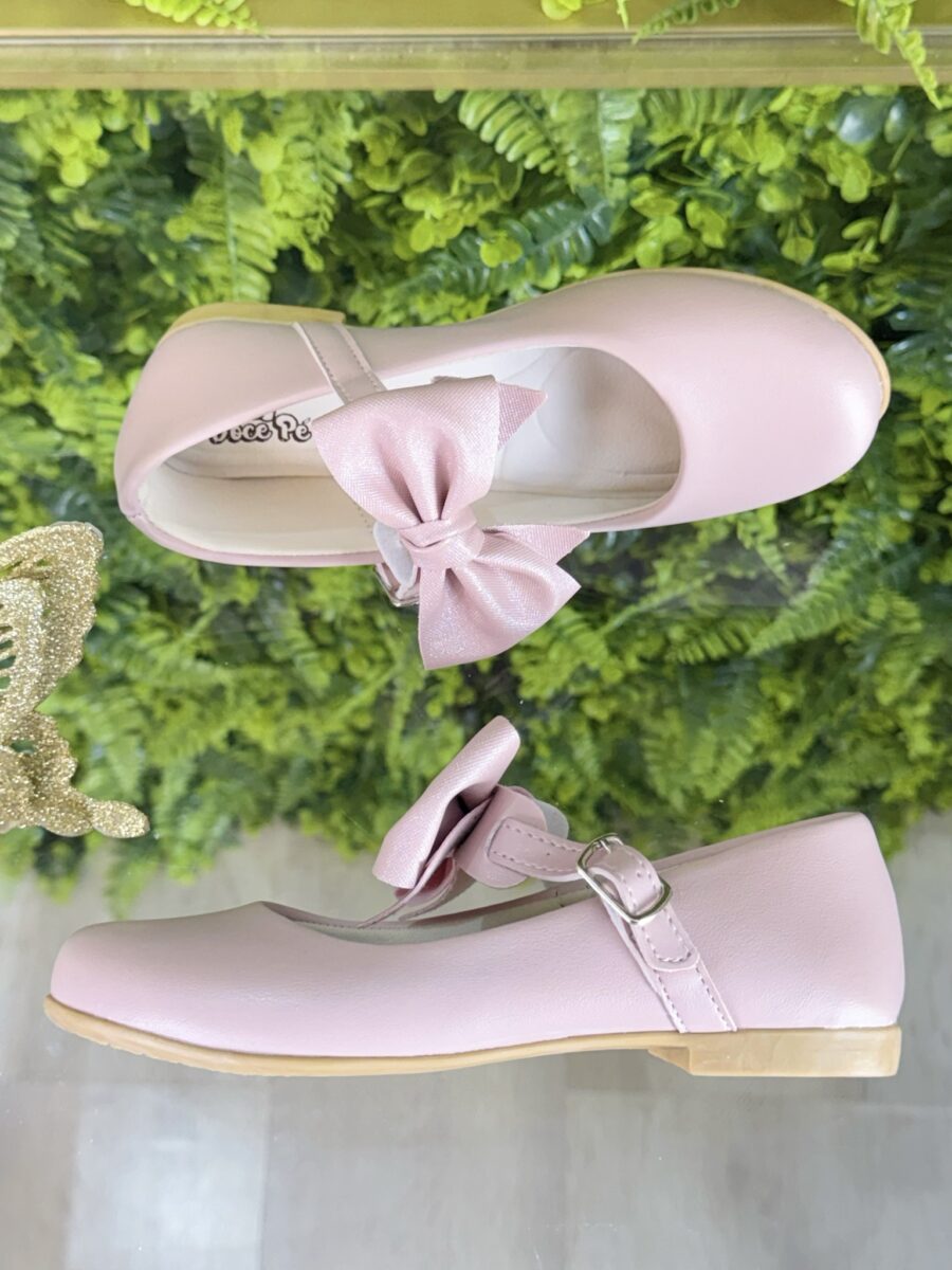 Sapato Infantil Nude com Aplique de Laço
