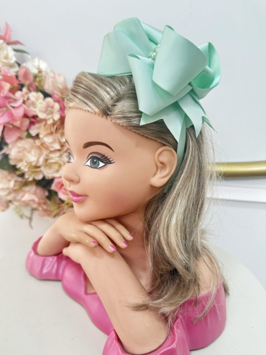 Tiara Infantil Maxi Nó Verde Claro com Pérolas