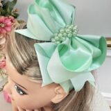 Tiara Infantil Maxi Nó Verde Claro com Pérolas