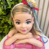 Tiara Junina Infantil Branca Chapéu de Palha e Girassol