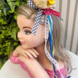 Tiara Junina Infantil Branca Chapéu de Palha e Girassol