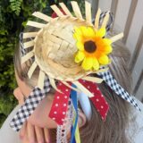Tiara Junina Infantil Branca Chapéu de Palha e Girassol
