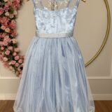 Vestido Infantil Azul com Renda e Tule de Brilho