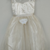 Vestido Infantil Festa Off White Cetim Tule Brilho e Renda