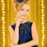 Vestido Infantil Dama de Honra Longo Azul Marinho Pérolas