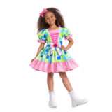 Vestido Caipira Infantil Alícia Poá Rosa Festa Junina