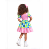 Vestido Caipira Infantil Alícia Poá Rosa Festa Junina