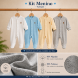 Kit 4 Macacões Plush Bebê Maternidade Menino ou Menina