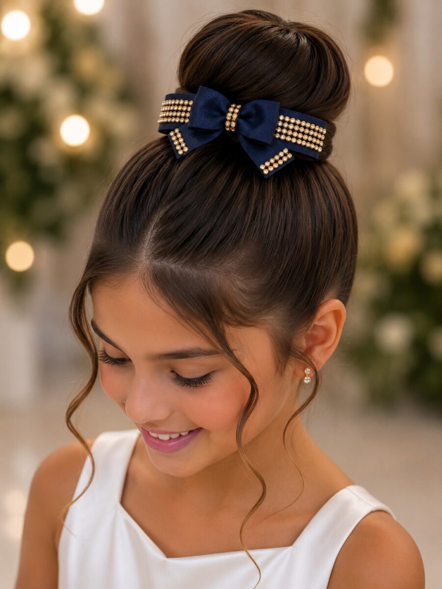 Porta Coque Infantil Belli Azul Petróleo com Laço e Strass