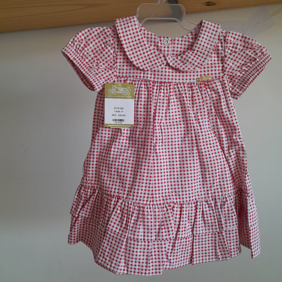 Vestido de Bebê Estampado com Calcinha Tapa Fralda Algodão