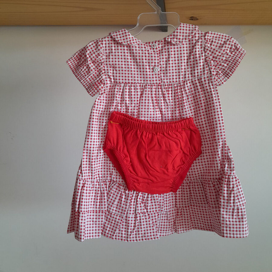 Vestido de Bebê Estampado com Calcinha Tapa Fralda Algodão