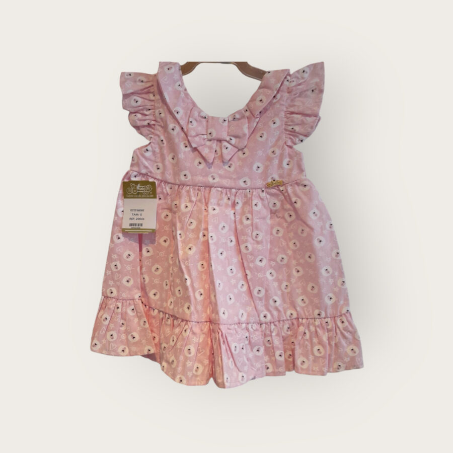 Vestido de Bebê Estampado com Calcinha Tapa Fralda Algodão
