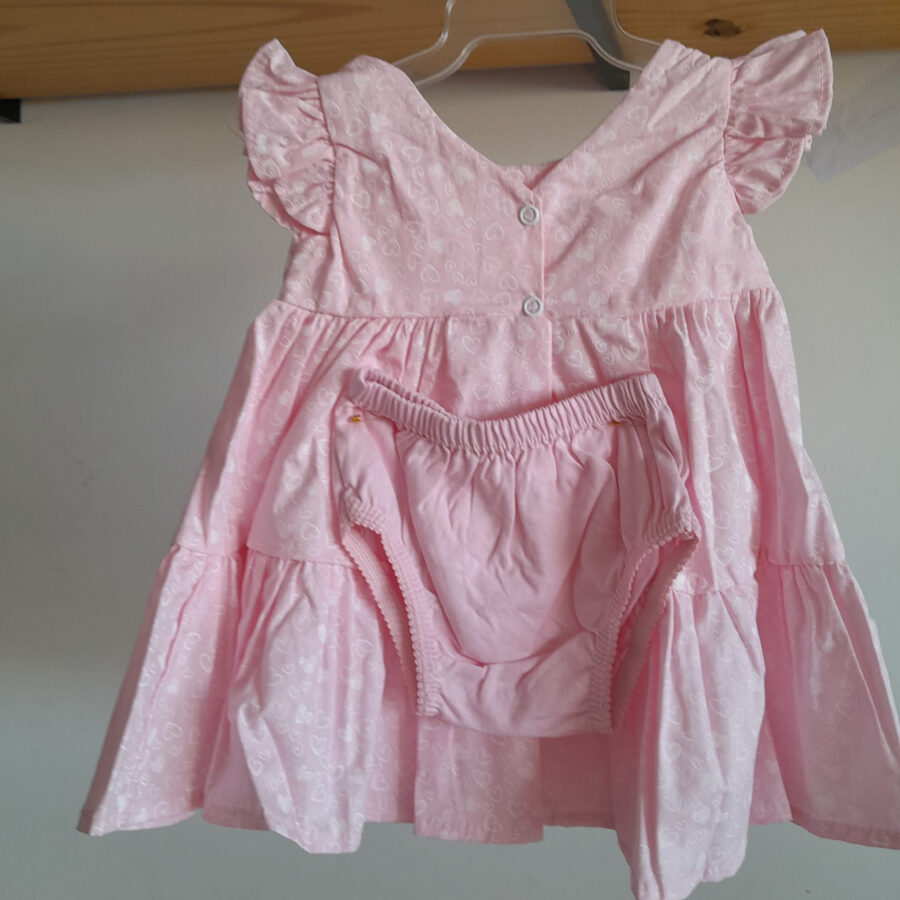 Vestido de Bebê Estampado com Calcinha Tapa Fralda Algodão