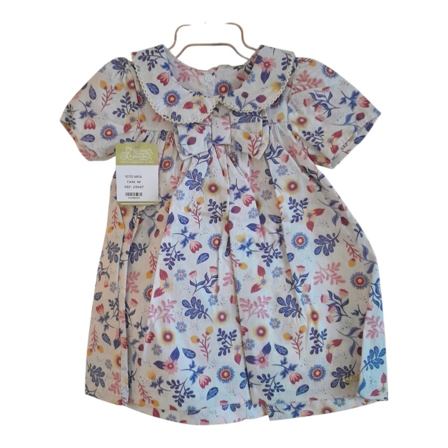 Vestido de Bebê Estampado com Calcinha Tapa Fralda Algodão