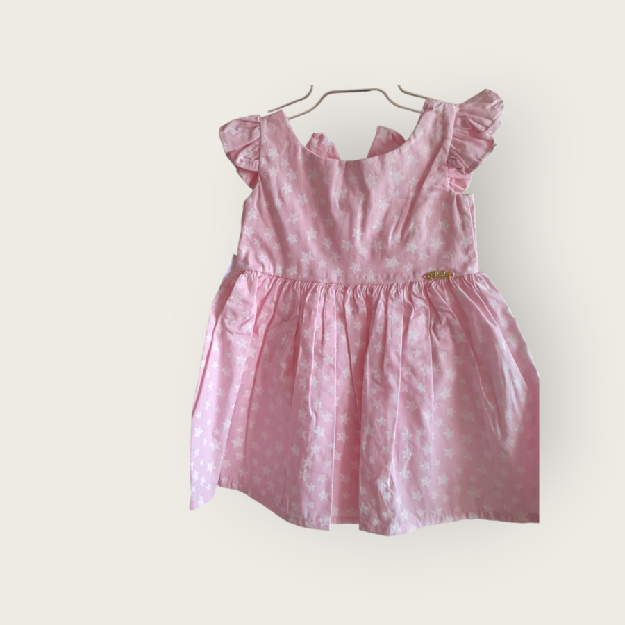 Vestido de Bebê Estampado com Calcinha Tapa Fralda Algodão