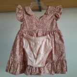 Vestido de Bebê Estampado com Calcinha Tapa Fralda Algodão