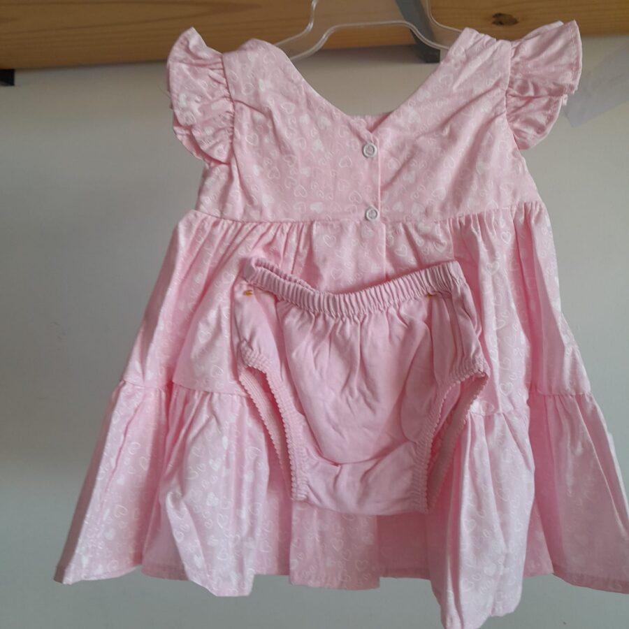 Vestido de Bebê Estampado com Calcinha Tapa Fralda Algodão