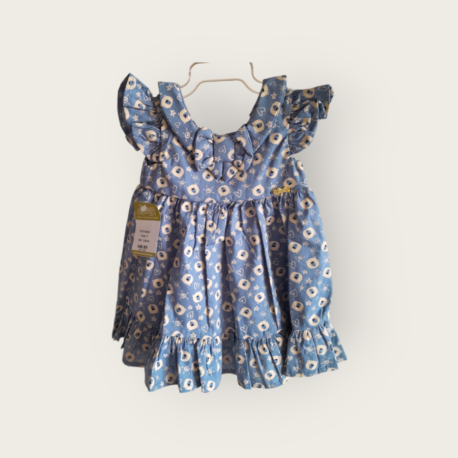 Vestido de Bebê Estampado com Calcinha Tapa Fralda Algodão