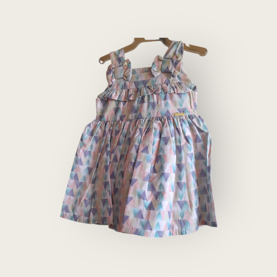 Vestido de Bebê Estampado com Calcinha Tapa Fralda Algodão