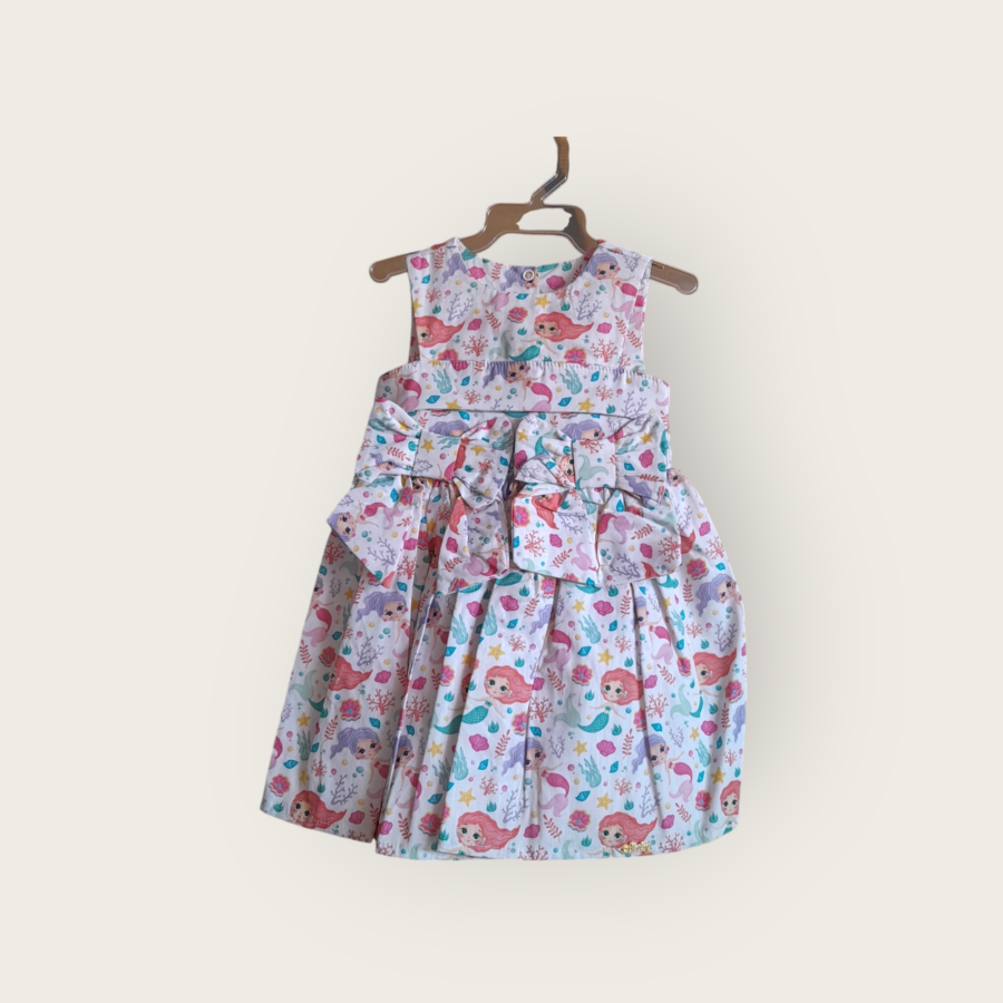 Vestido de Bebê Estampado com Calcinha Tapa Fralda Algodão