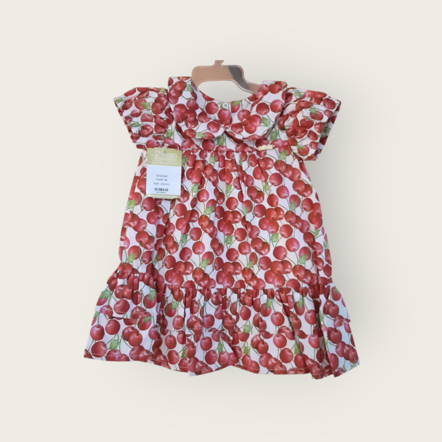 Vestido de Bebê Estampado com Calcinha Tapa Fralda Algodão