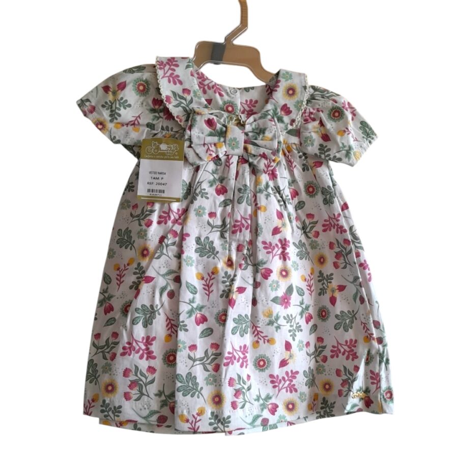 Vestido de Bebê Estampado com Calcinha Tapa Fralda Algodão