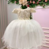 Vestido Infantil Julieta Menina Bonita Off-white Tule Pérola