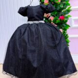Vestido Longo Infantil Heloísa Marie Preto Tule Glitter