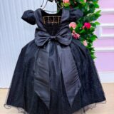 Vestido Longo Infantil Heloísa Marie Preto Tule Glitter