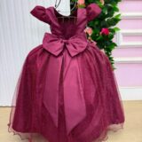 Vestido Longo Infantil Heloísa Marie Marsala Tule Glitter