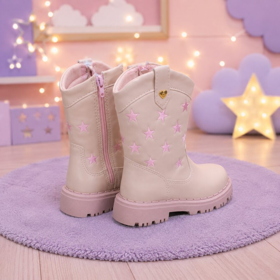 Bota Infantil Nilqi Manu Rosê com Estrelas Modelo 2