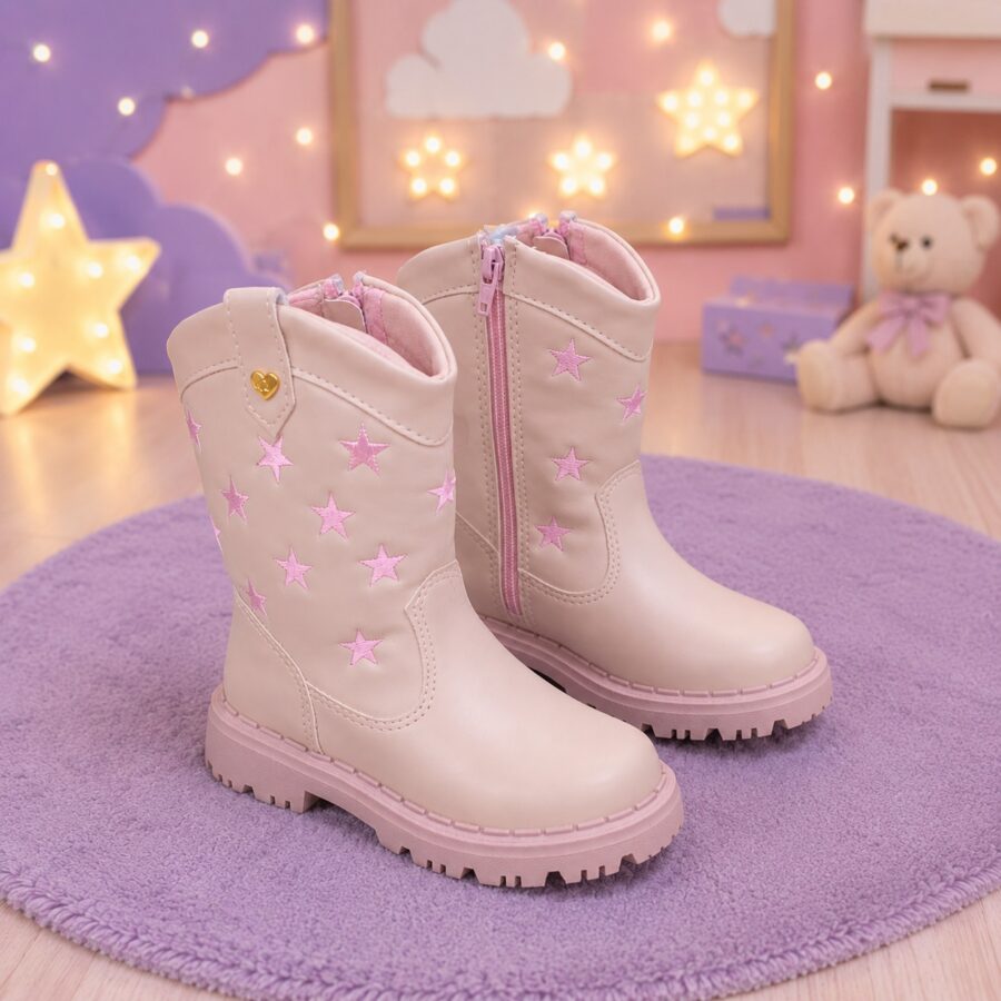 Bota Infantil Nilqi Manu Rosê com Estrelas Modelo 2