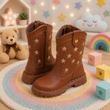 Bota Infantil Nilqi Manu Marrom Caramelo com Estrelas
