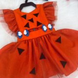 Romper Vestido Infantil Belli Pequena Pedrita Laranja