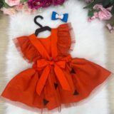 Romper Vestido Infantil Belli Pequena Pedrita Laranja
