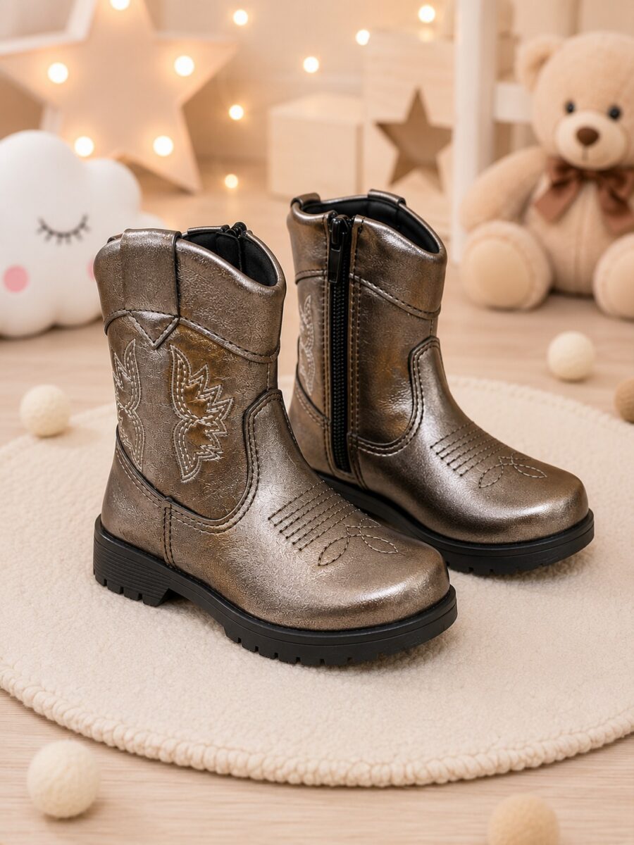 Bota Country Infantil Pitico Boiadeira Prata Metalizada