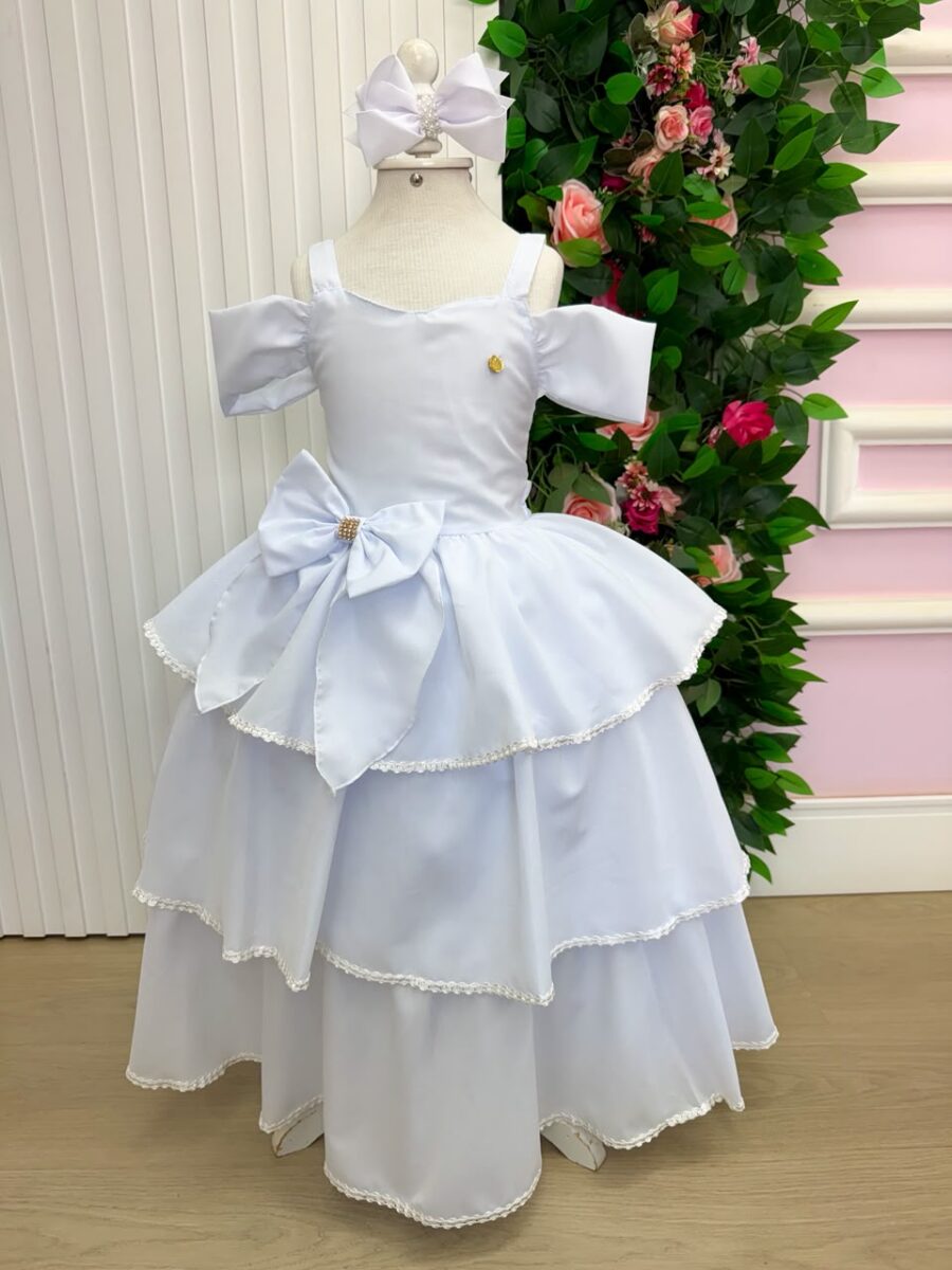 Vestido Infantil Longo Banana Club Safira Branco