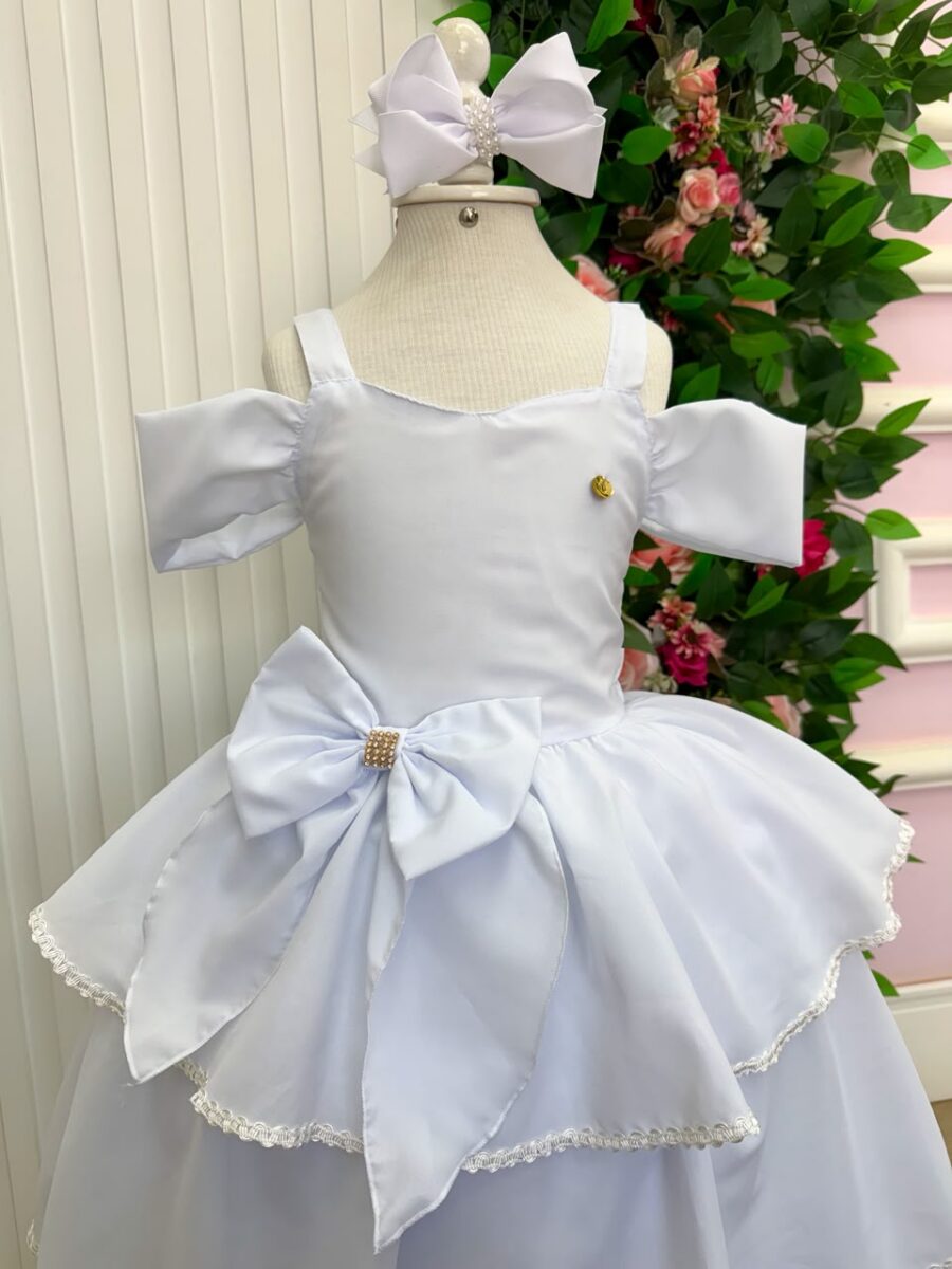 Vestido Infantil Longo Banana Club Safira Branco