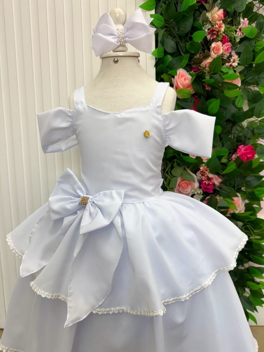 Vestido Infantil Longo Banana Club Safira Branco