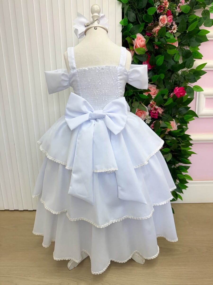 Vestido Infantil Longo Banana Club Safira Branco