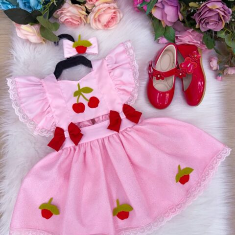 Romper/Vestido Princesa Belli Cerejinha - Cereja